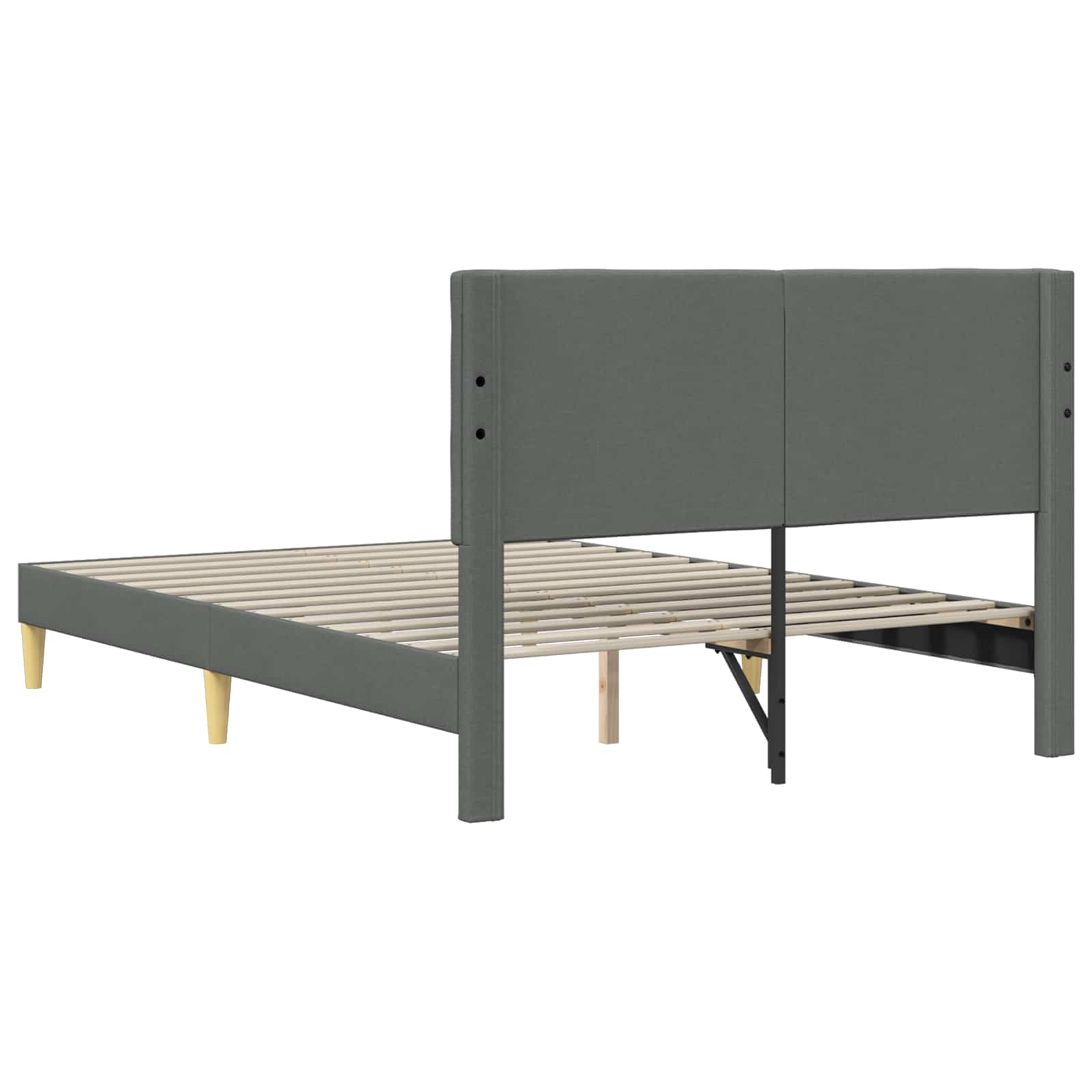vidaXL Ramka łóżka Z zagłówkiem ciemnoszary 140 x 190 cm tkanina