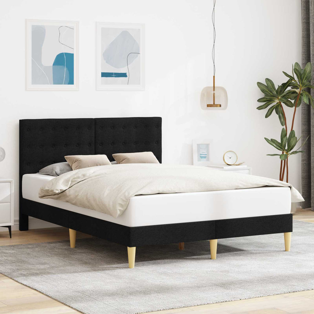 vidaXL Ramka łóżka Z zagłówkiem Czarny 140 x 190 cm tkanina