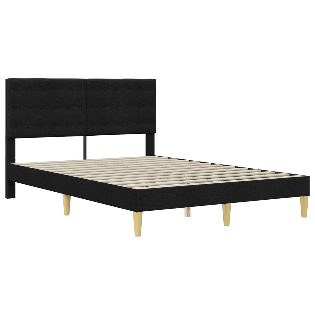 vidaXL Ramka łóżka Z zagłówkiem Czarny 140 x 190 cm tkanina