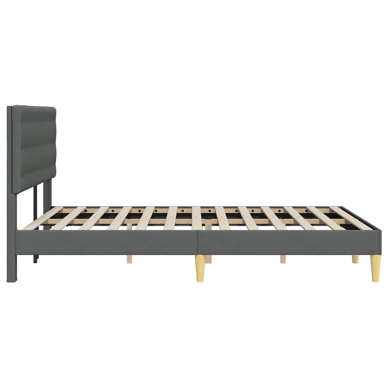 vidaXL Ramka łóżka Z zagłówkiem ciemnoszary 140 x 200 cm tkanina