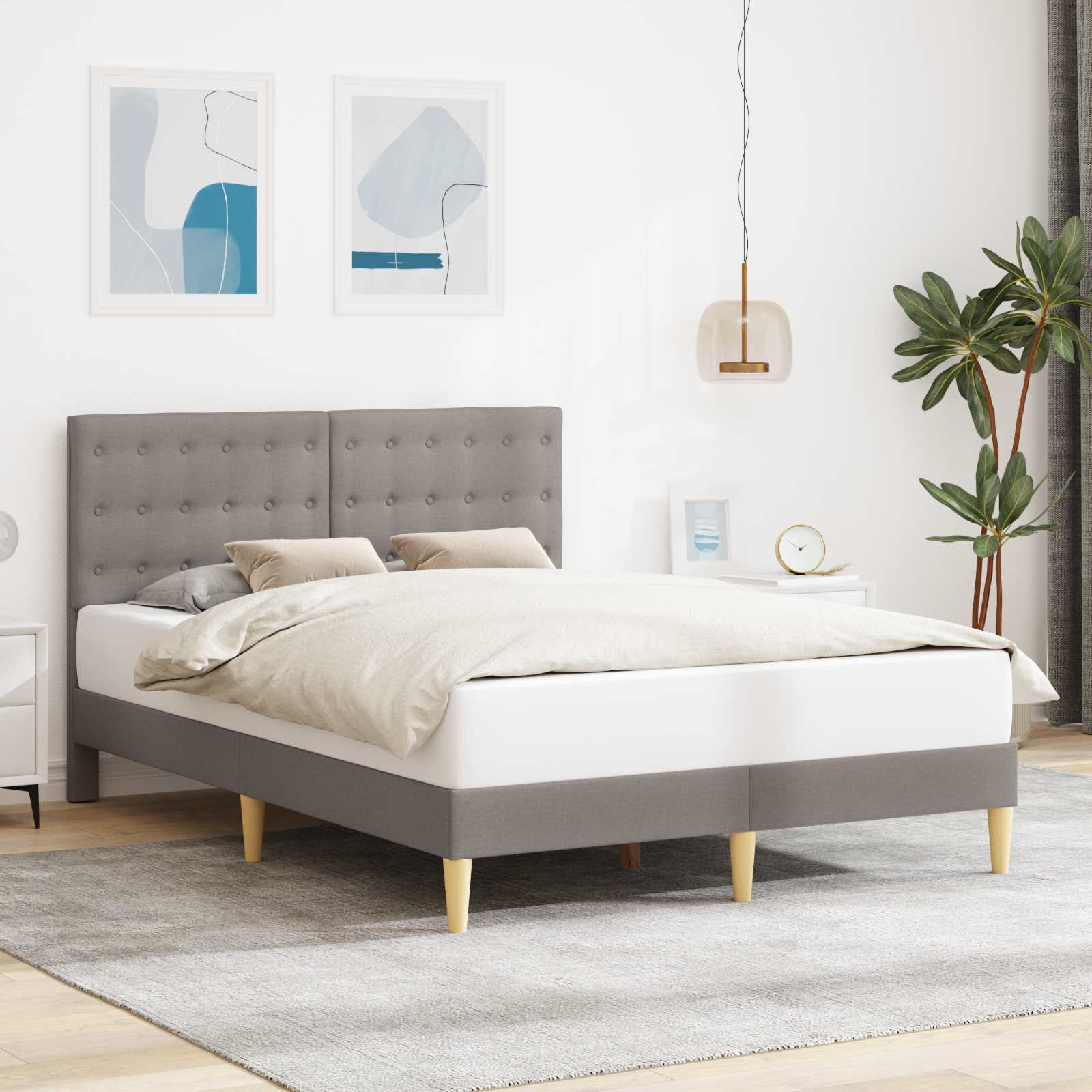 vidaXL Ramka łóżka Z zagłówkiem Ciemnoszary 160 x 200 cm tkanina