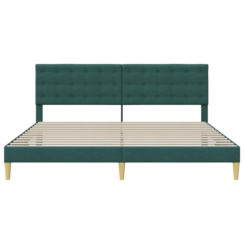vidaXL Ramka łóżka Z zagłówkiem Ciemnozielony 180 x 200 cm tkanina