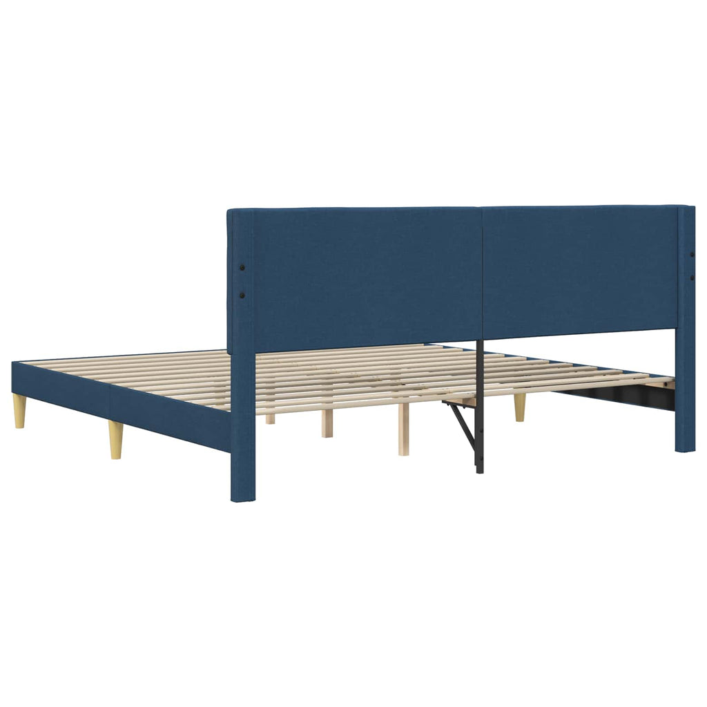 vidaXL Ramka łóżka Z zagłówkiem niebieski 180 x 200 cm tkanina