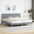 vidaXL Ramka łóżka Z zagłówkiem jasnoszary 200 x 200 cm tkanina
