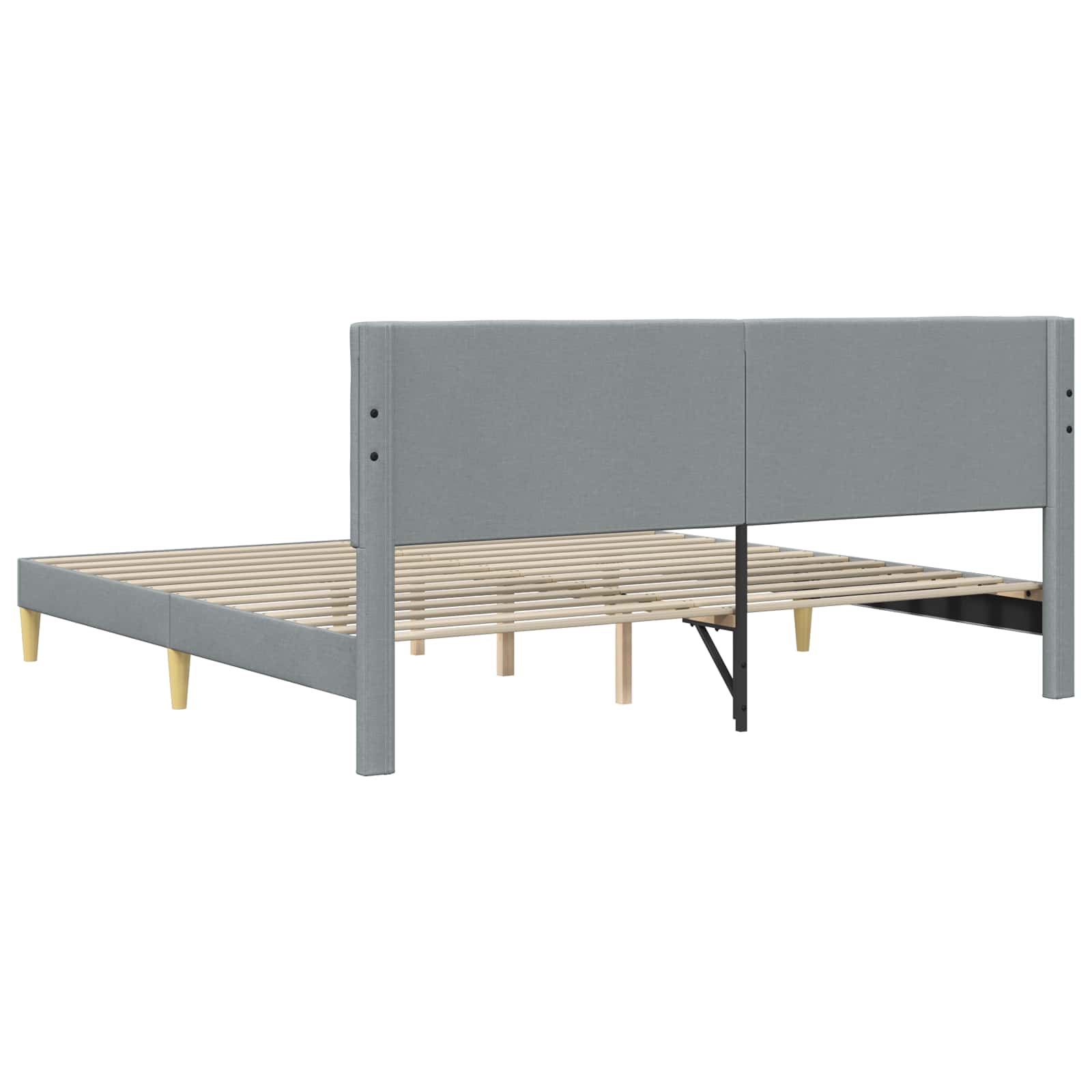 vidaXL Ramka łóżka Z zagłówkiem jasnoszary 200 x 200 cm tkanina