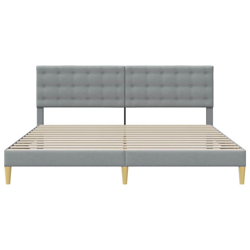 vidaXL Ramka łóżka Z zagłówkiem jasnoszary 200 x 200 cm tkanina