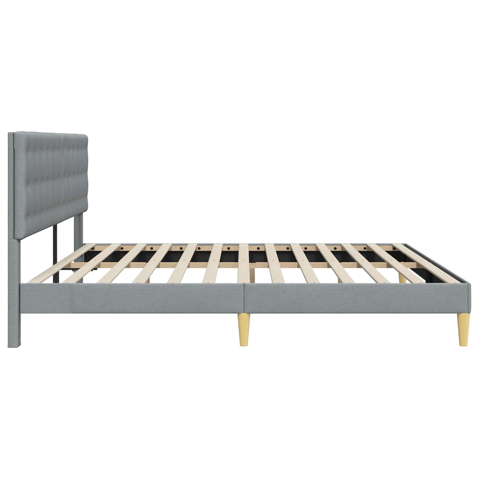 vidaXL Ramka łóżka Z zagłówkiem jasnoszary 200 x 200 cm tkanina