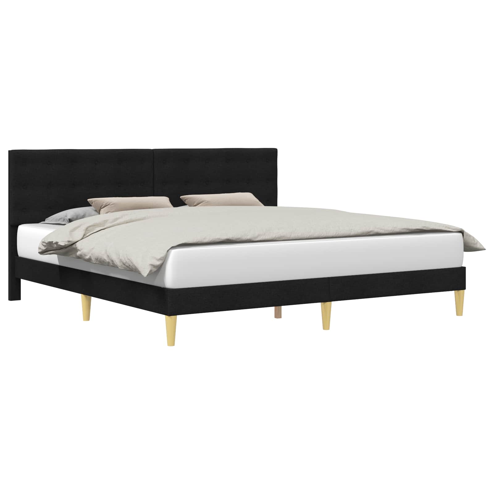 vidaXL Ramka łóżka Z zagłówkiem Czarny 200 x 200 cm tkanina