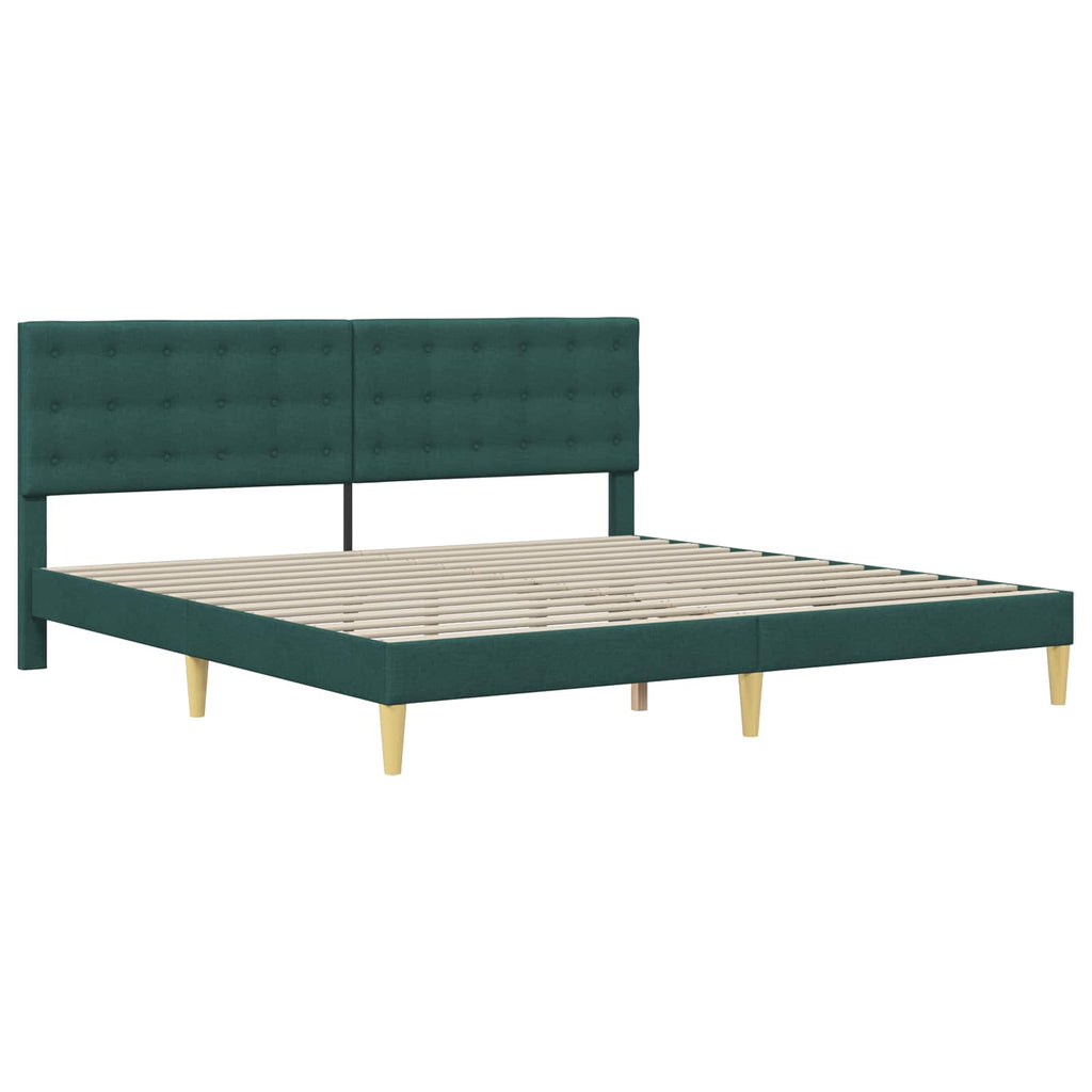 vidaXL Ramka łóżka Z zagłówkiem Ciemnozielony 200 x 200 cm tkanina