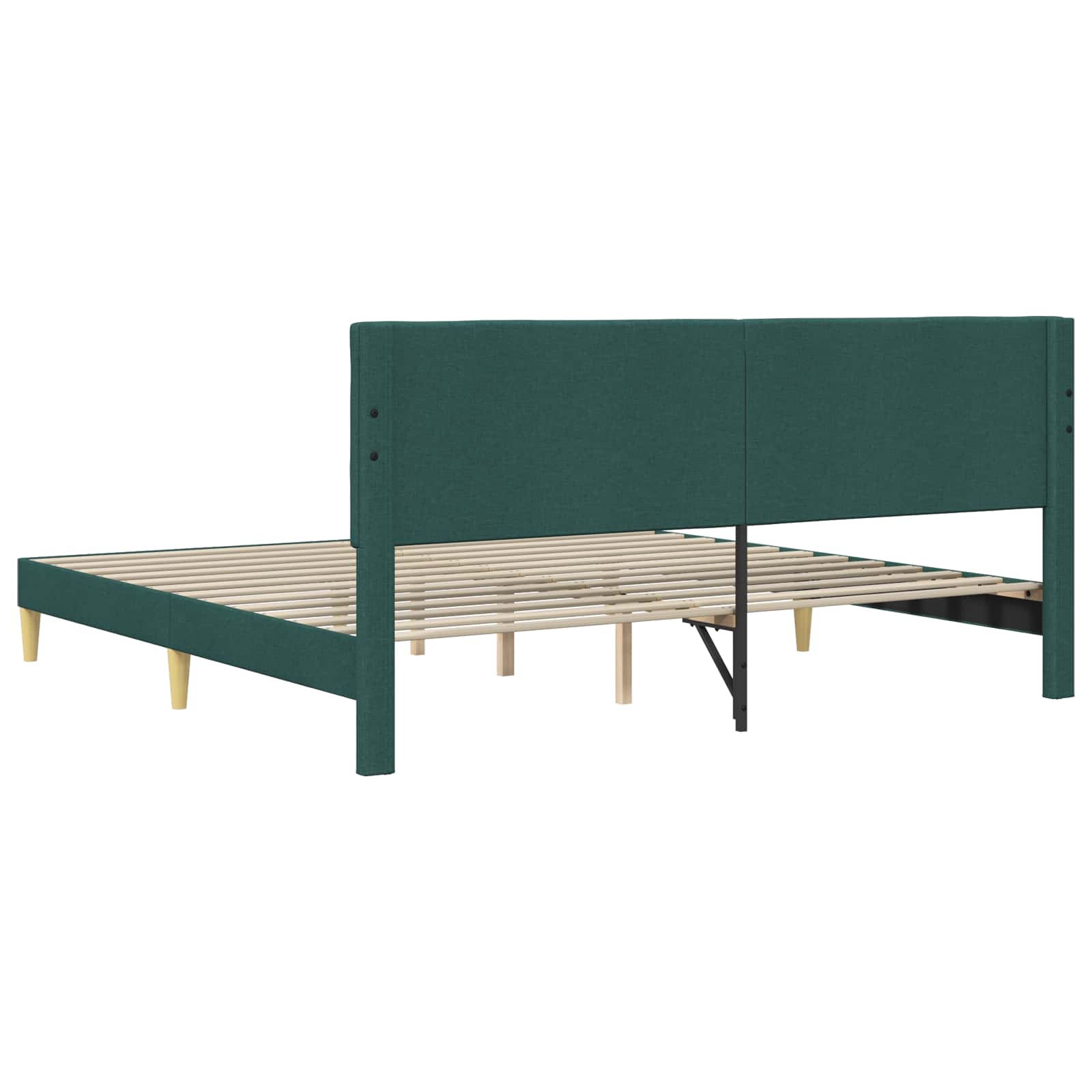 vidaXL Ramka łóżka Z zagłówkiem Ciemnozielony 200 x 200 cm tkanina