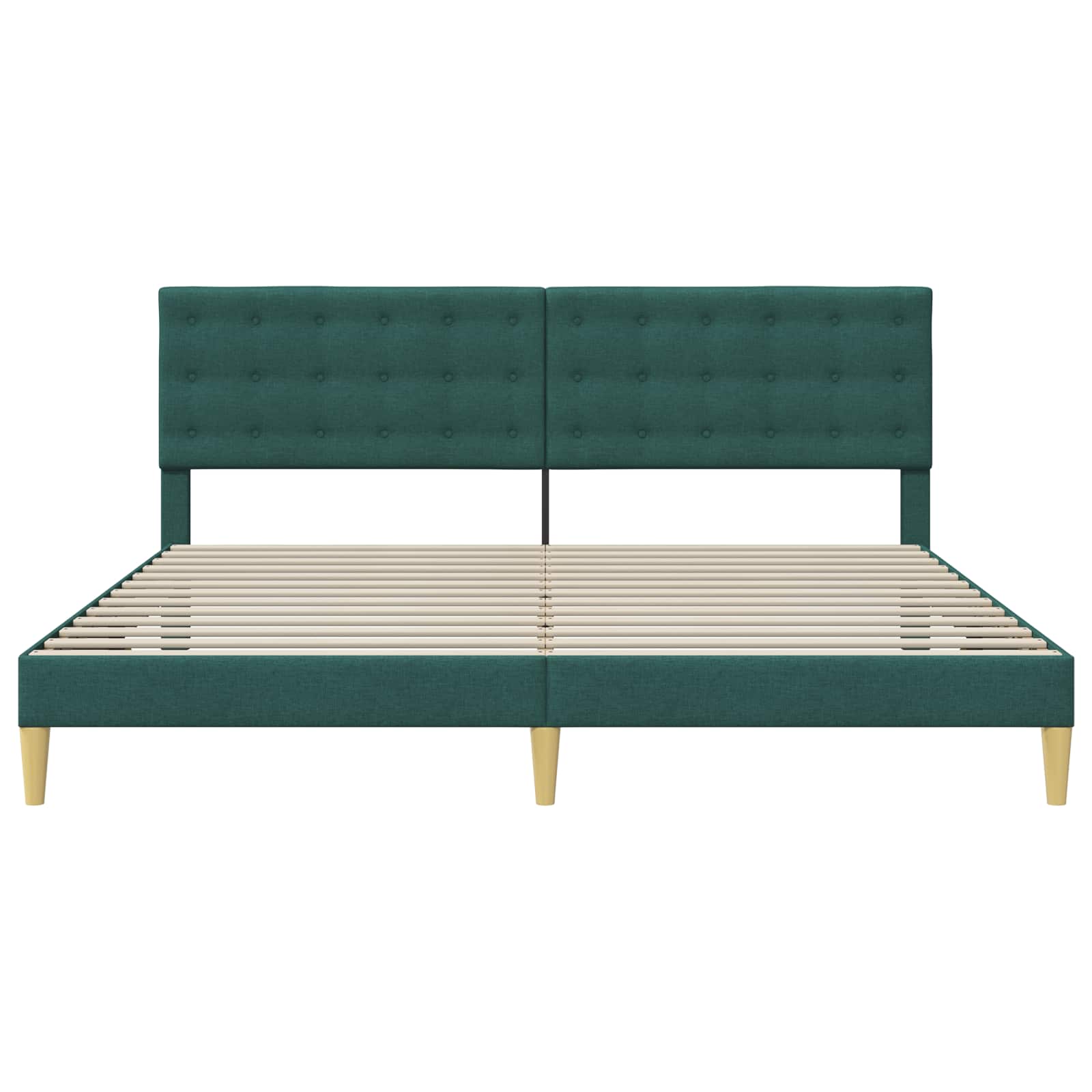 vidaXL Ramka łóżka Z zagłówkiem Ciemnozielony 200 x 200 cm tkanina
