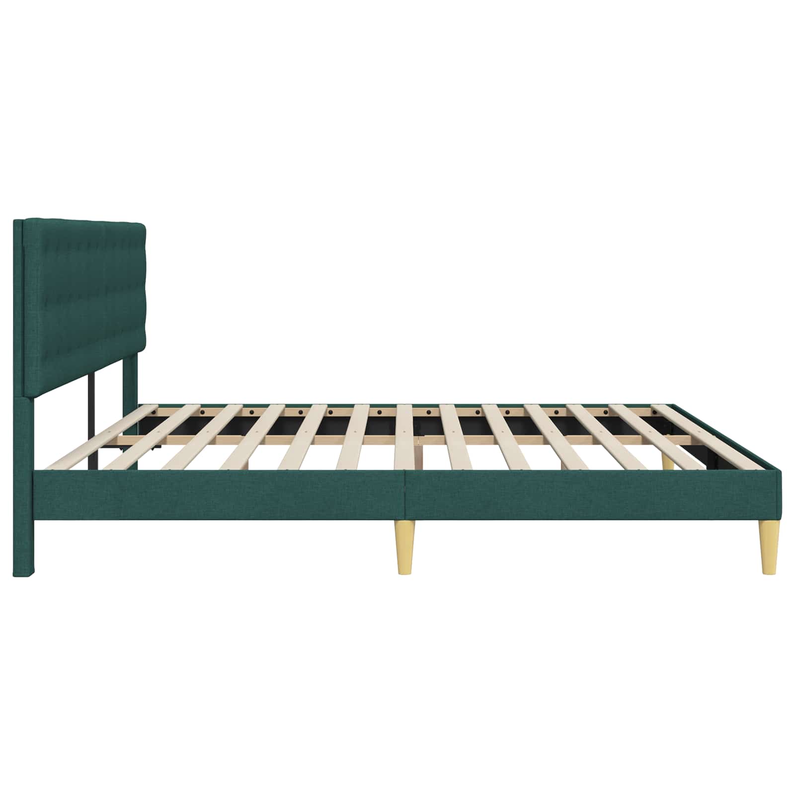 vidaXL Ramka łóżka Z zagłówkiem Ciemnozielony 200 x 200 cm tkanina