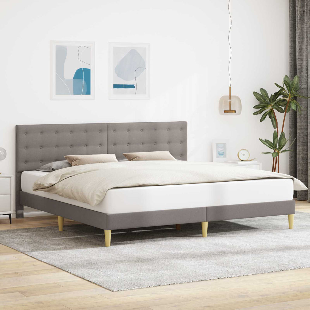 vidaXL Ramka łóżka Z zagłówkiem Ciemnoszary 200 x 200 cm tkanina