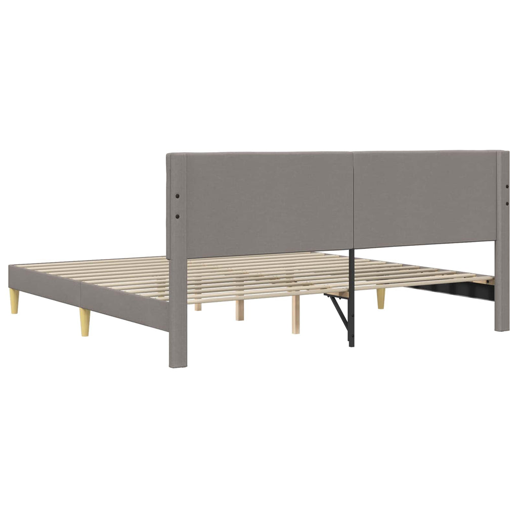 vidaXL Ramka łóżka Z zagłówkiem Ciemnoszary 200 x 200 cm tkanina