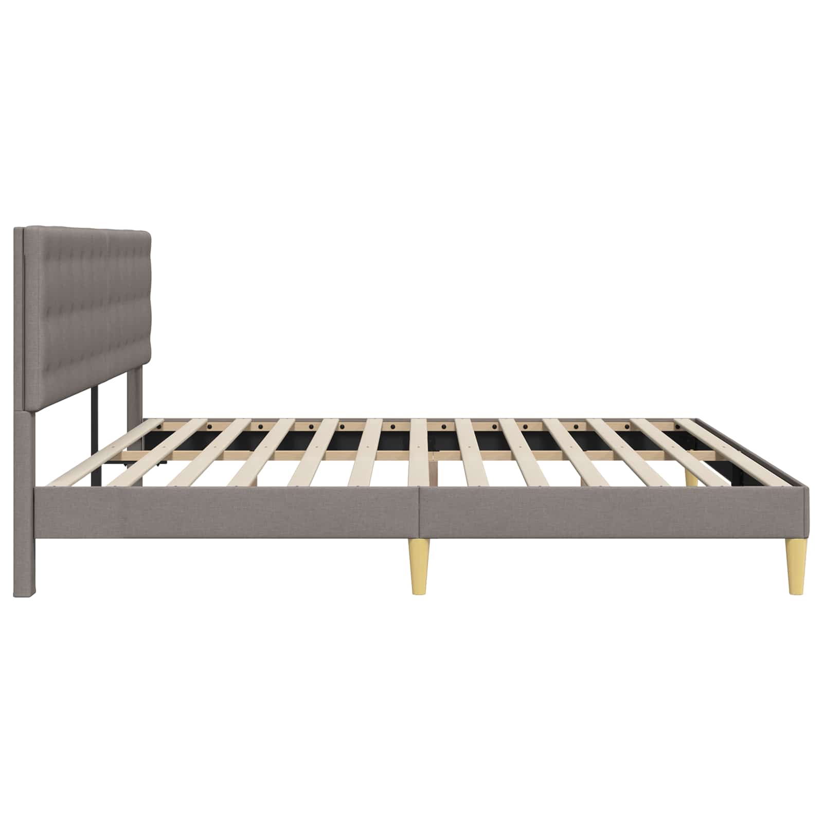 vidaXL Ramka łóżka Z zagłówkiem Ciemnoszary 200 x 200 cm tkanina