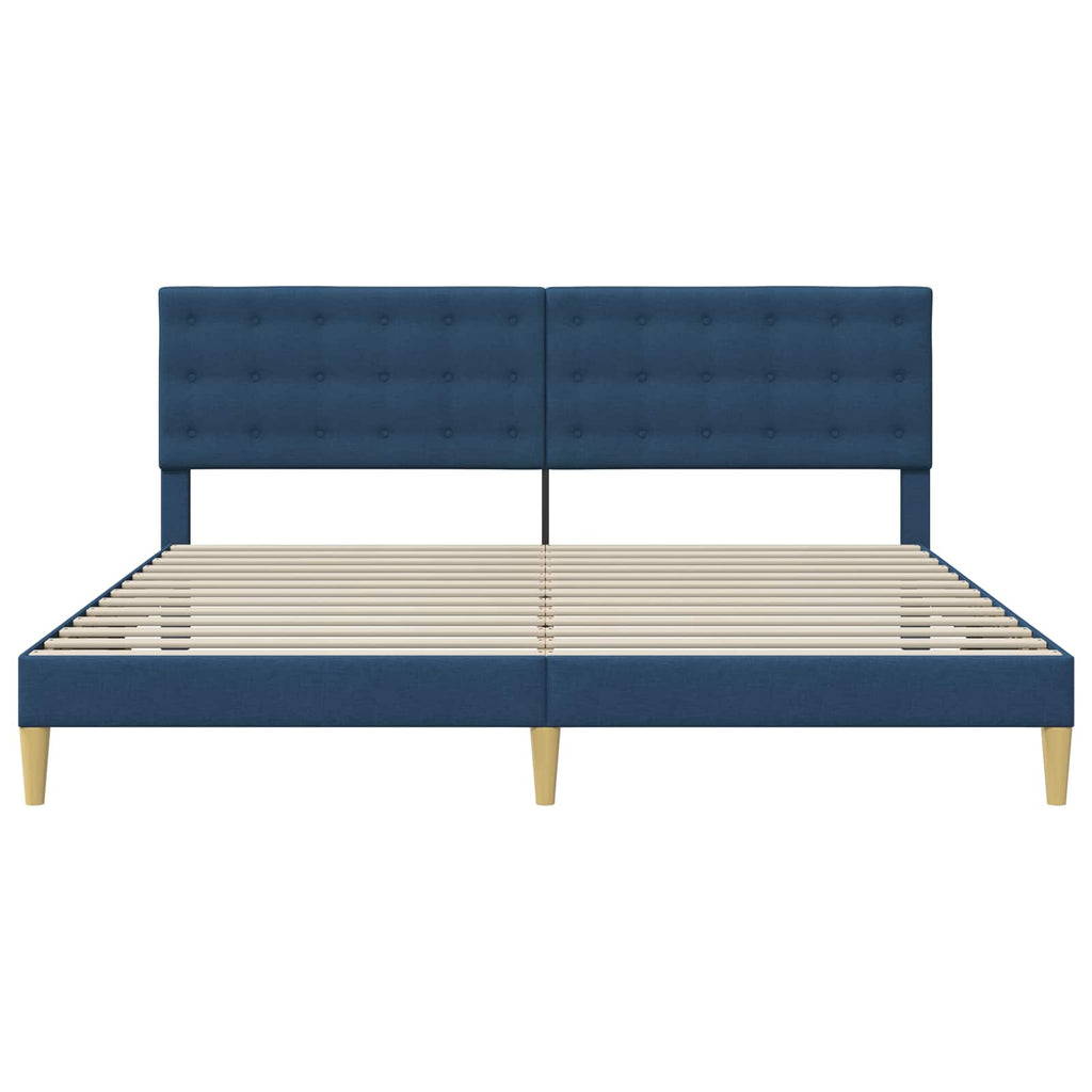vidaXL Ramka łóżka Z zagłówkiem niebieski 200 x 200 cm tkanina