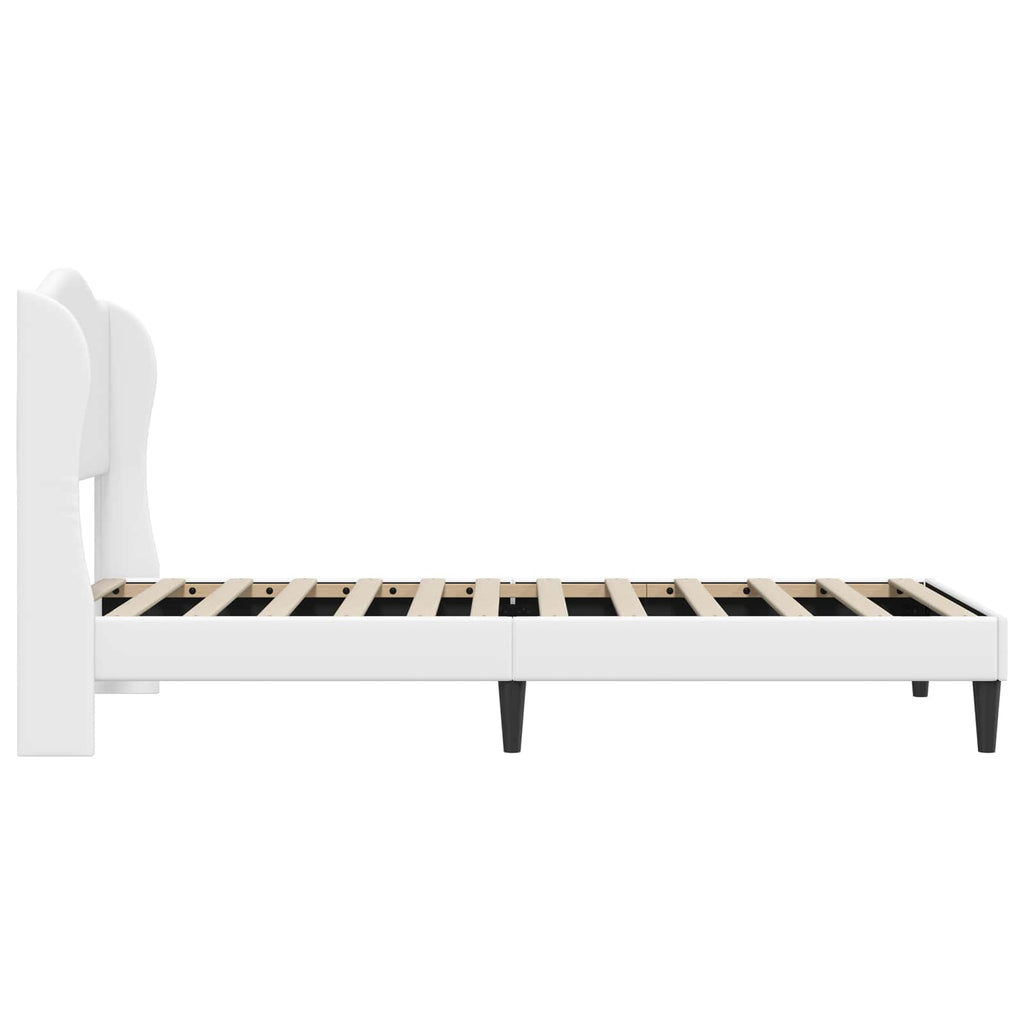 vidaXL Ramka łóżka Z zagłówkiem Biały 90 x 190 cm Ekoskóra