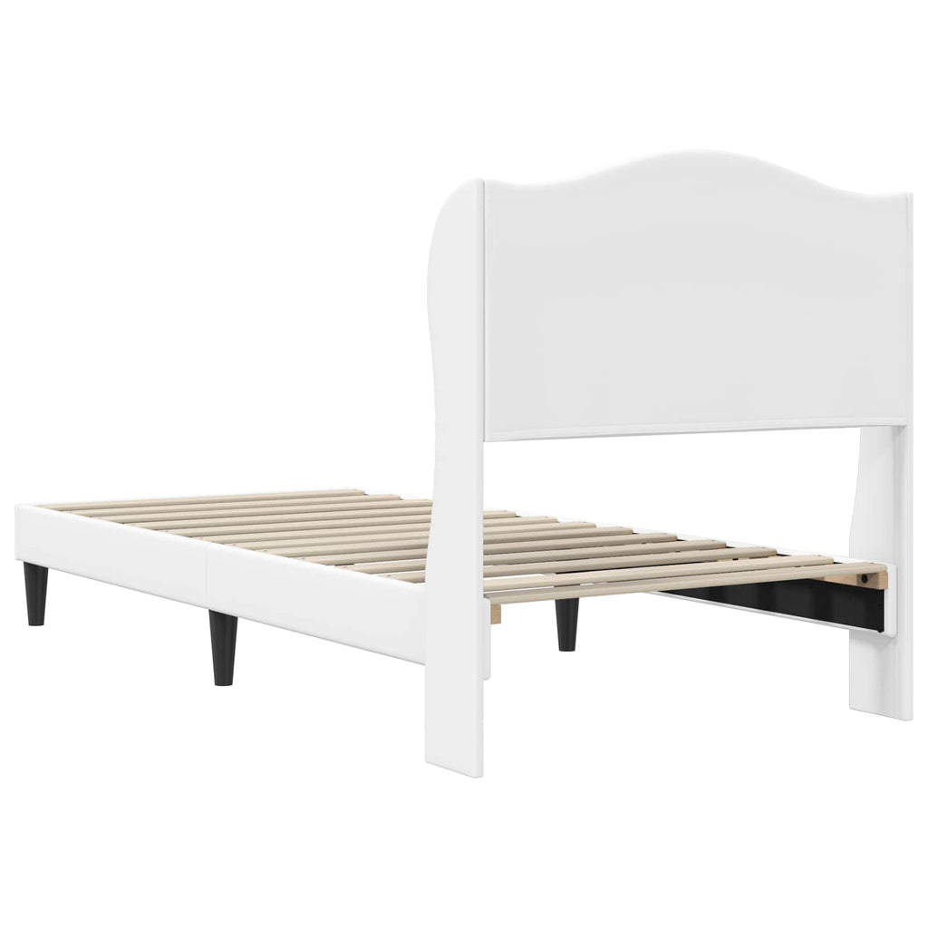 vidaXL Ramka łóżka Z zagłówkiem Biały 90 x 200 cm Ekoskóra