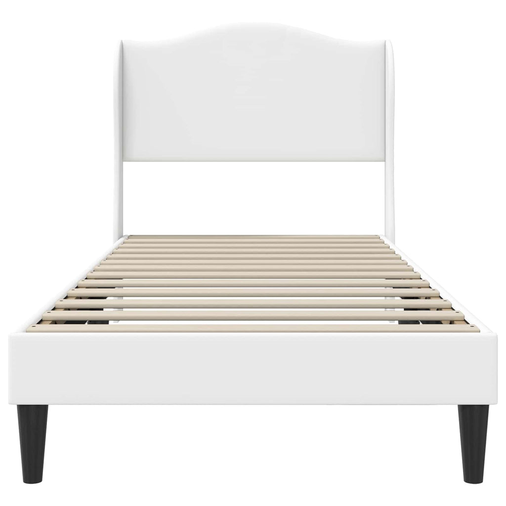 vidaXL Ramka łóżka Z zagłówkiem Biały 90 x 200 cm Ekoskóra