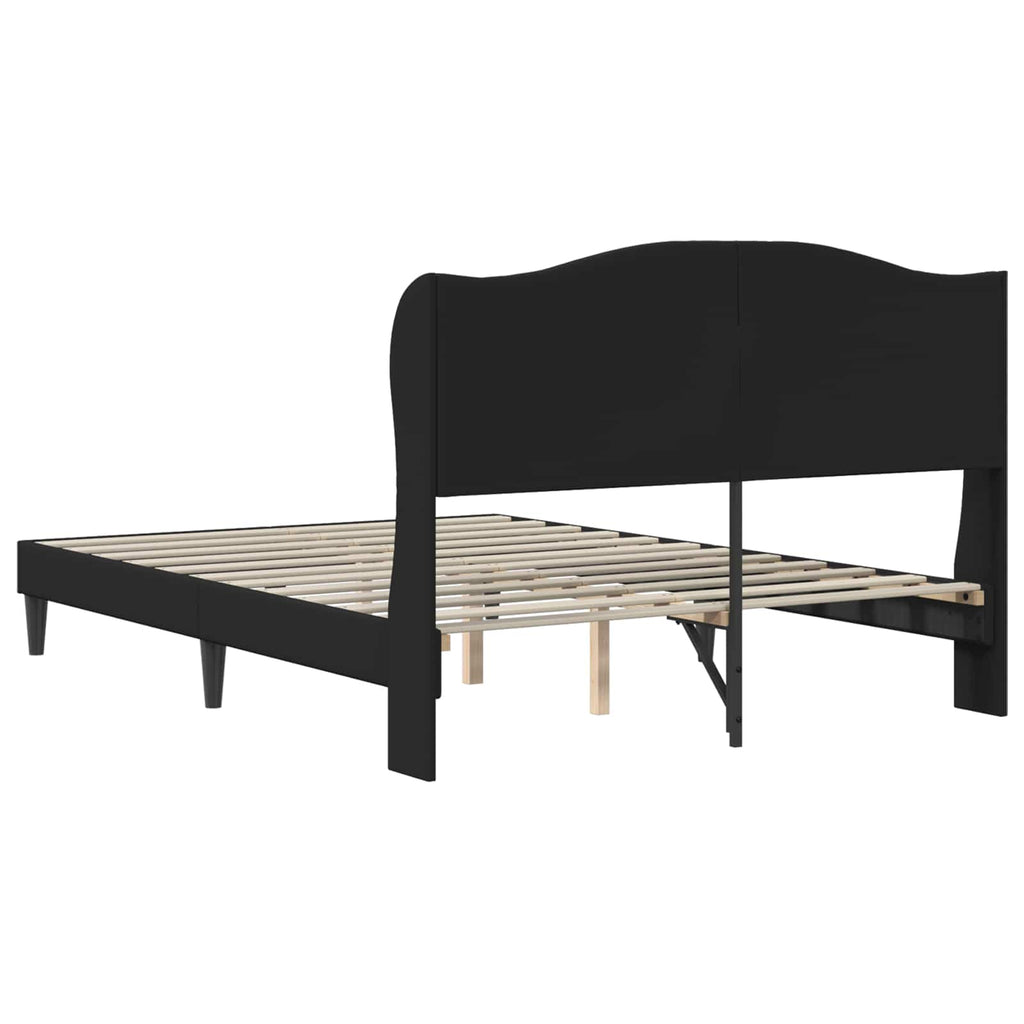 vidaXL Ramka łóżka Z zagłówkiem Czarny 120 x 190 cm Ekoskóra