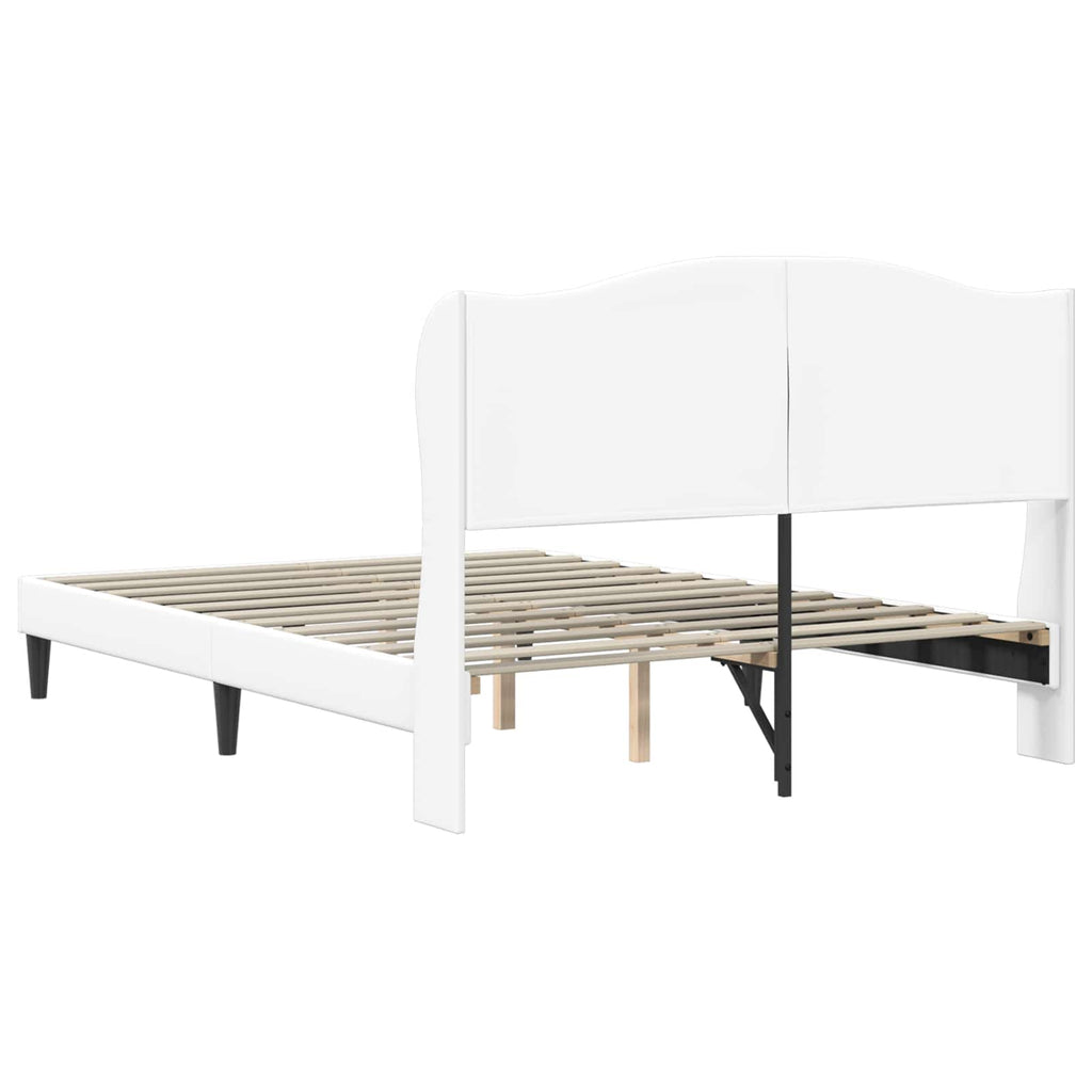 vidaXL Ramka łóżka Z zagłówkiem Biały 120 x 200 cm Ekoskóra