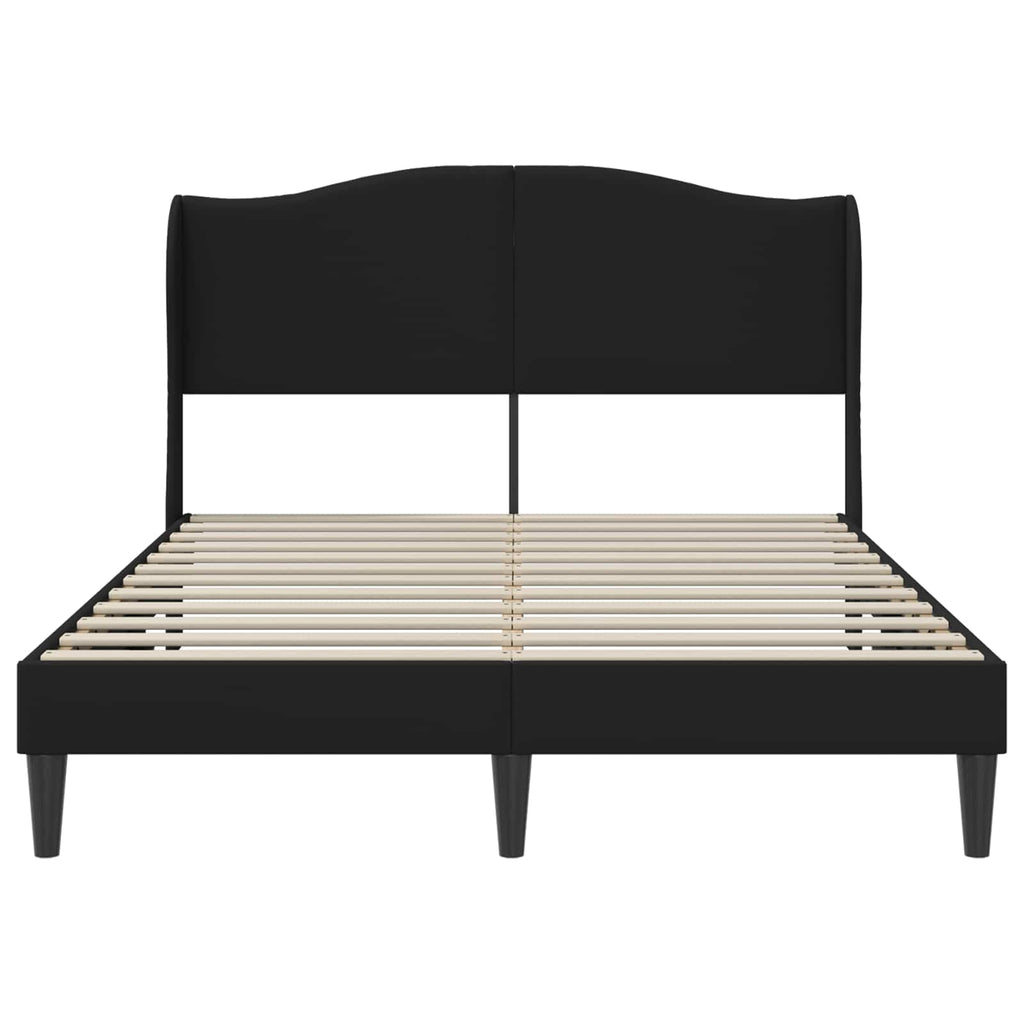 vidaXL Ramka łóżka Z zagłówkiem Czarny 140 x 190 cm Ekoskóra