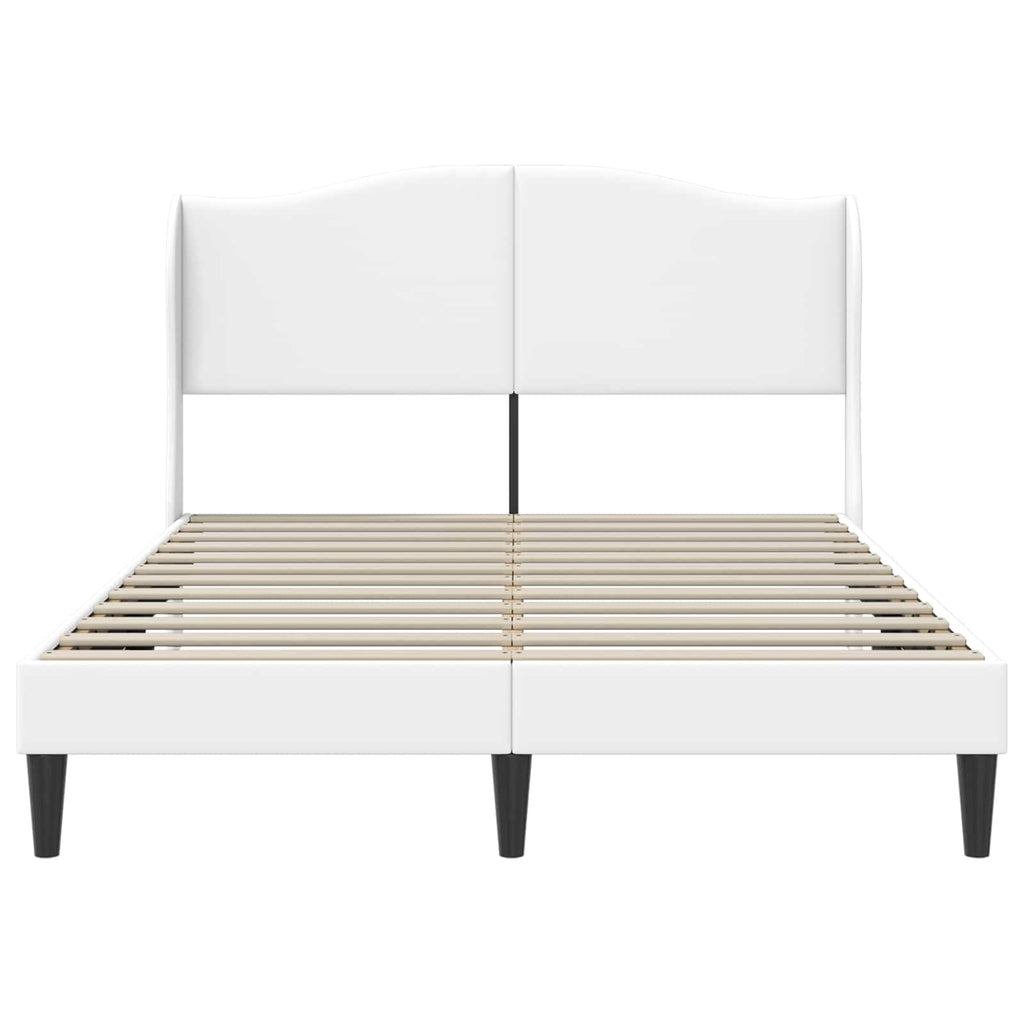 vidaXL Ramka łóżka Z zagłówkiem Biały 140 x 190 cm Ekoskóra
