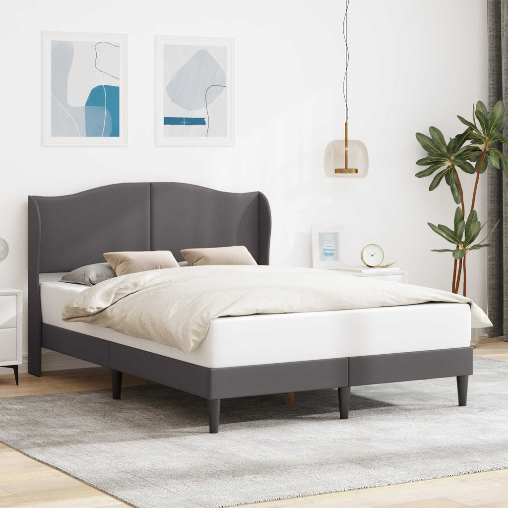 vidaXL Ramka łóżka Z zagłówkiem Szary 140 x 200 cm Ekoskóra