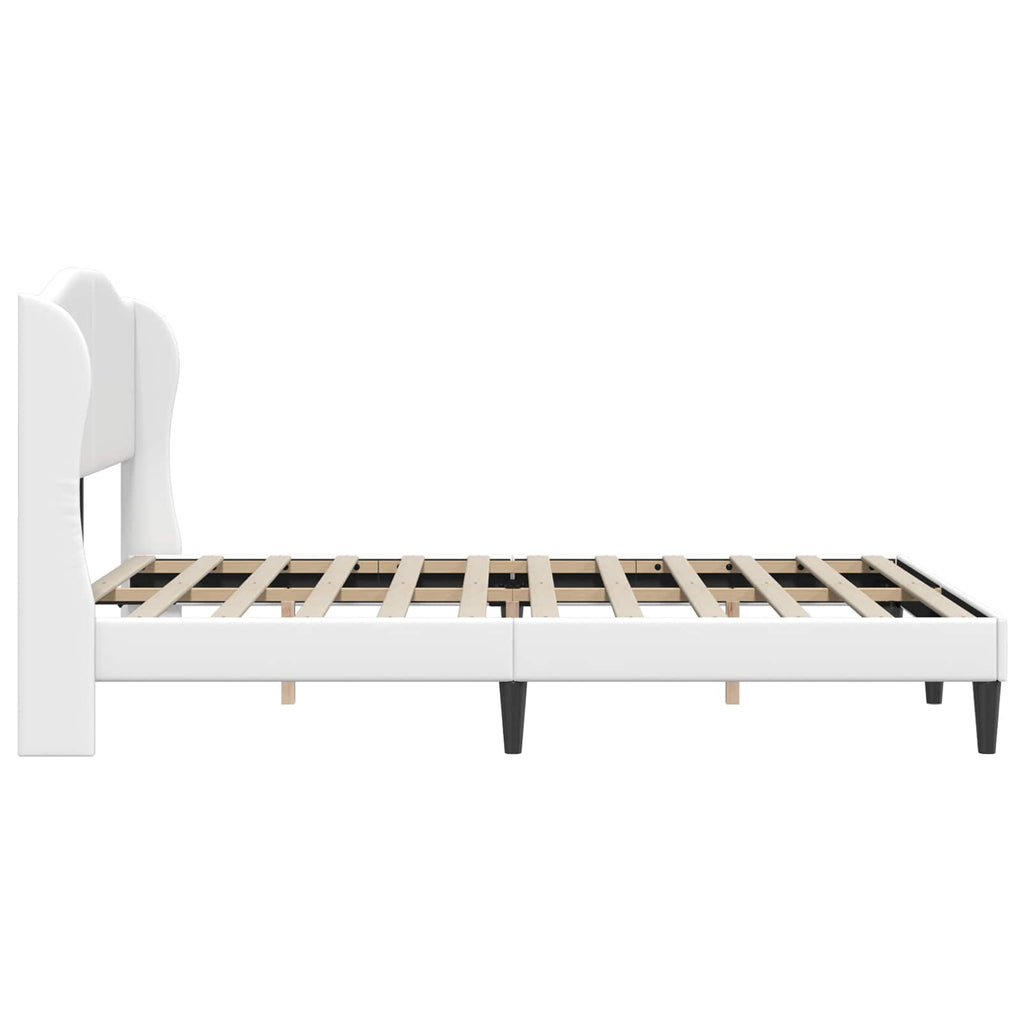 vidaXL Ramka łóżka Z zagłówkiem Biały 140 x 200 cm Ekoskóra