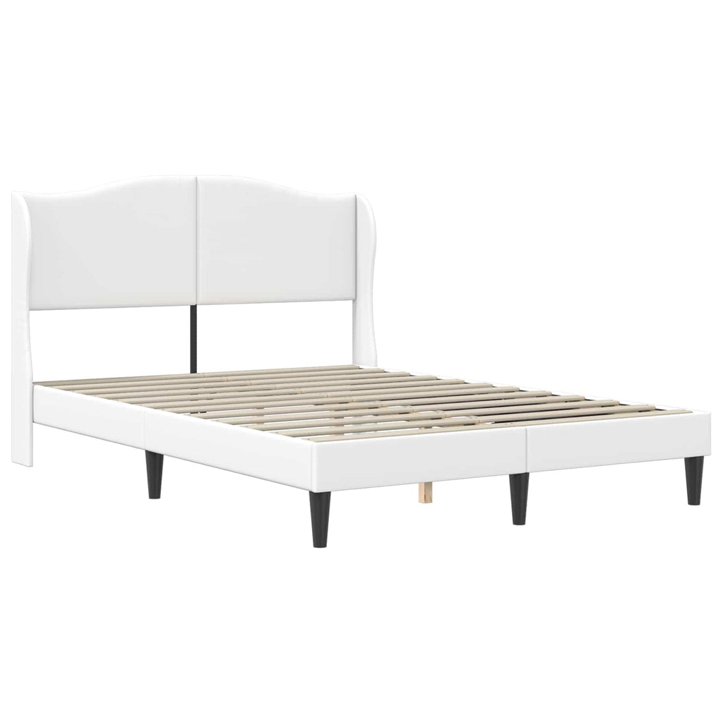 vidaXL Ramka łóżka Z zagłówkiem Biały 160 x 200 cm Ekoskóra