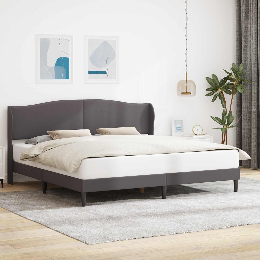 vidaXL Ramka łóżka Z zagłówkiem Szary 180 x 200 cm Ekoskóra