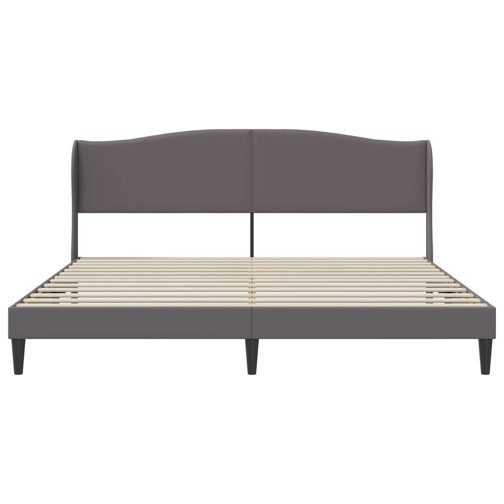 vidaXL Ramka łóżka Z zagłówkiem Szary 180 x 200 cm Ekoskóra