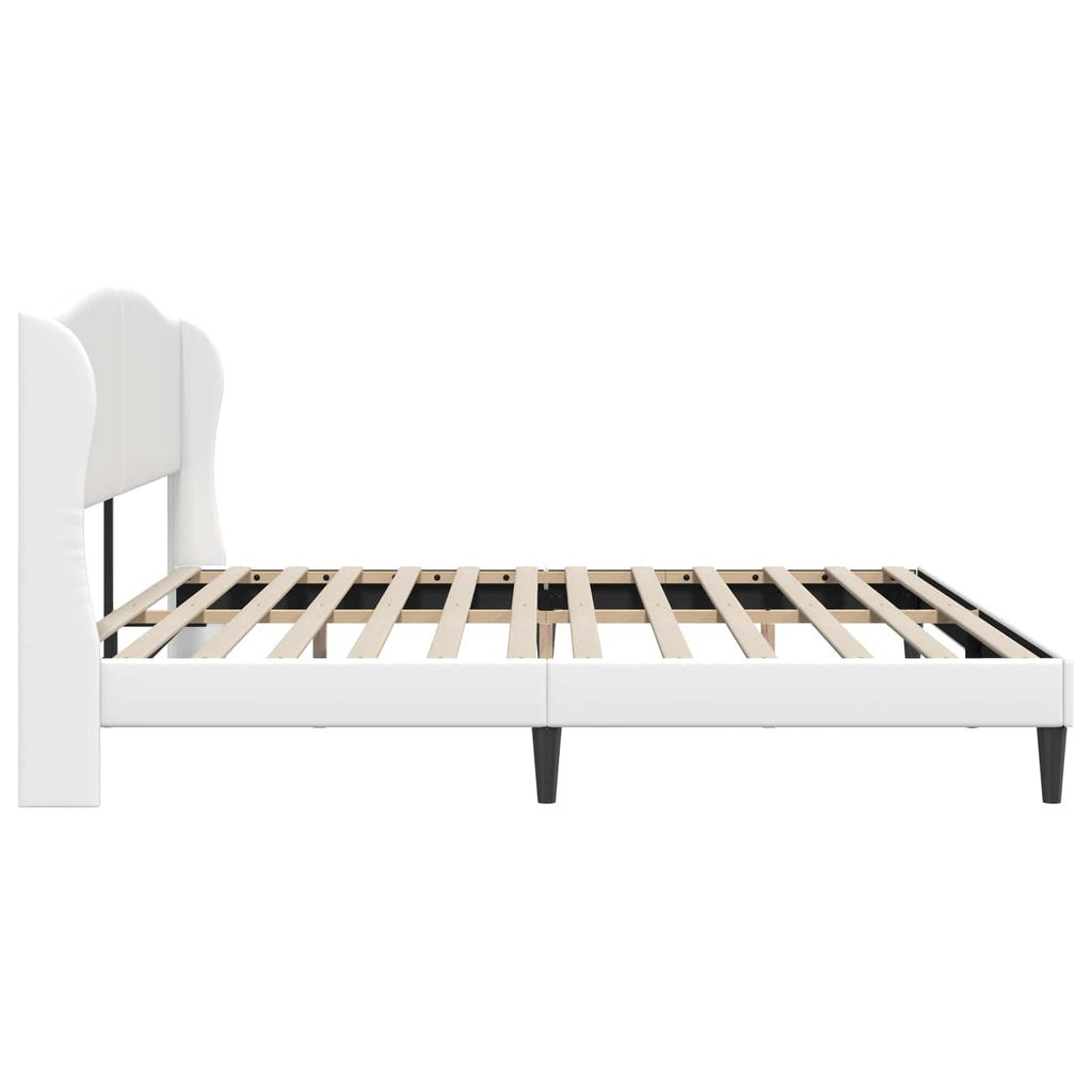 vidaXL Ramka łóżka Z zagłówkiem Biały 180 x 200 cm Ekoskóra