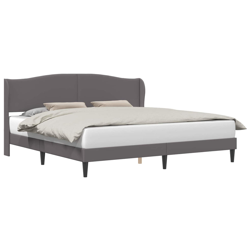 vidaXL Ramka łóżka Z zagłówkiem Szary 200 x 200 cm Ekoskóra