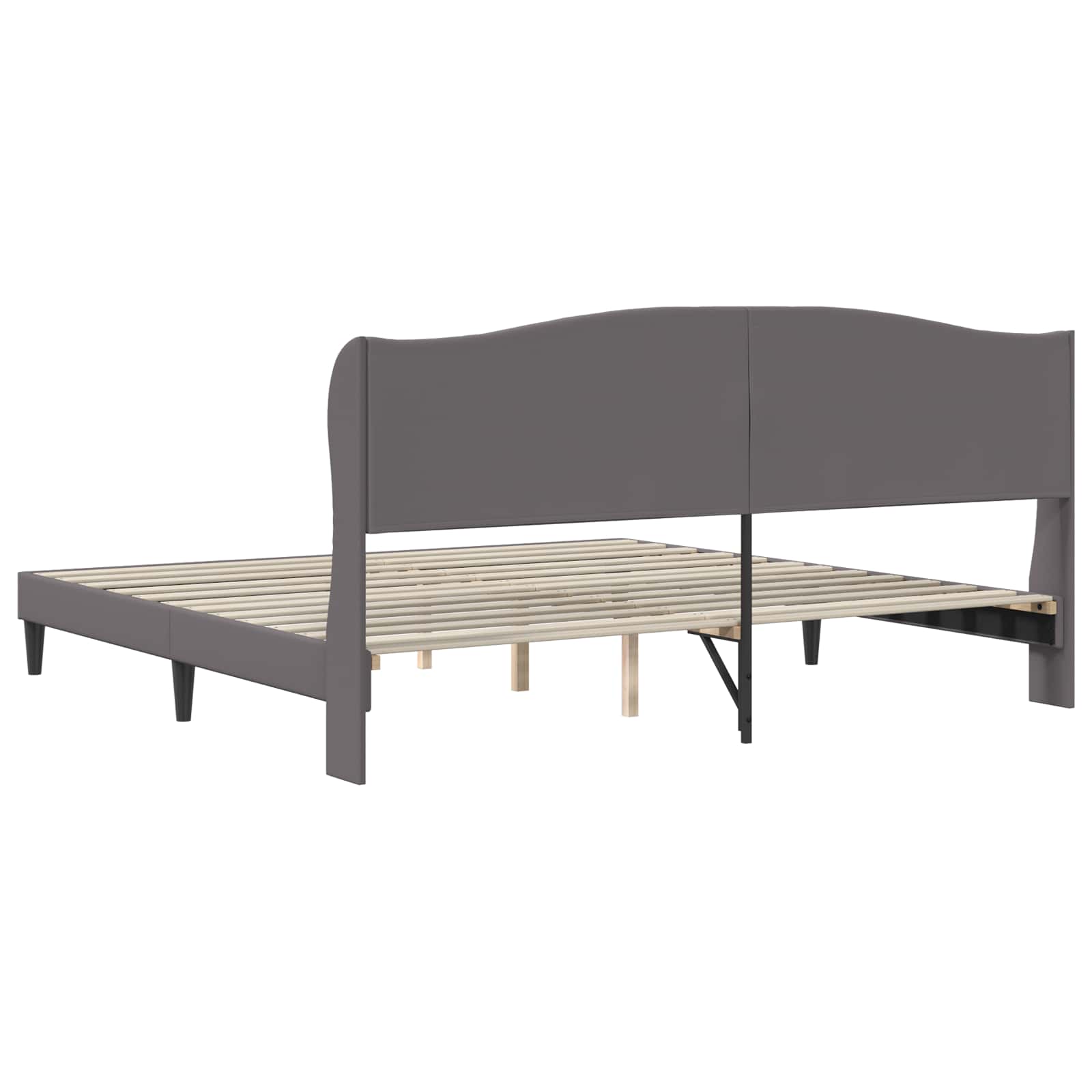 vidaXL Ramka łóżka Z zagłówkiem Szary 200 x 200 cm Ekoskóra