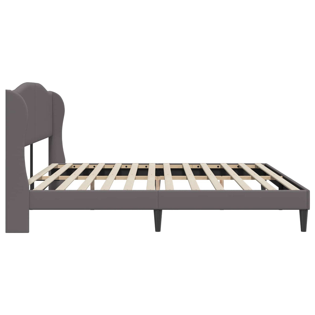 vidaXL Ramka łóżka Z zagłówkiem Szary 200 x 200 cm Ekoskóra