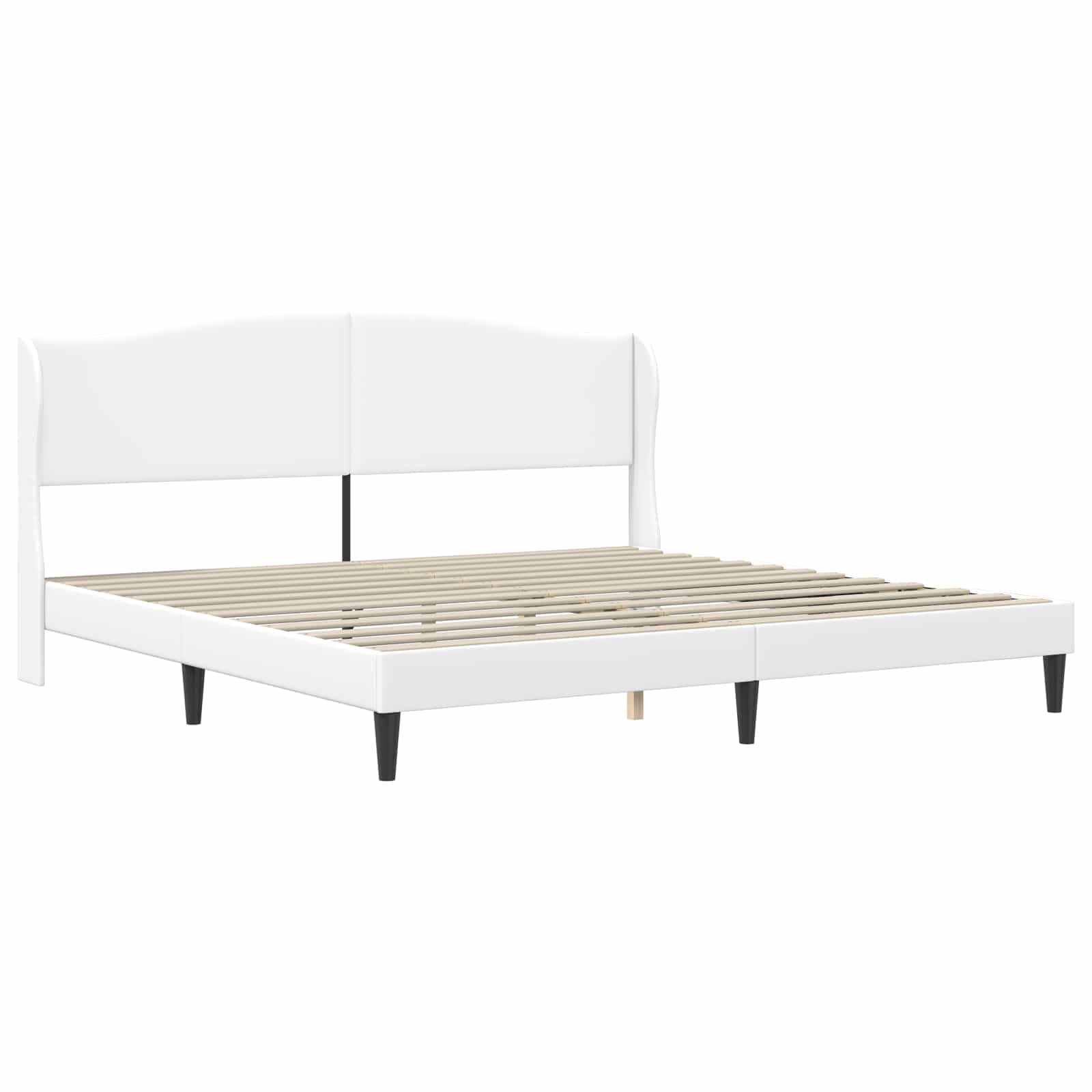 vidaXL Ramka łóżka Z zagłówkiem Biały 200 x 200 cm Ekoskóra