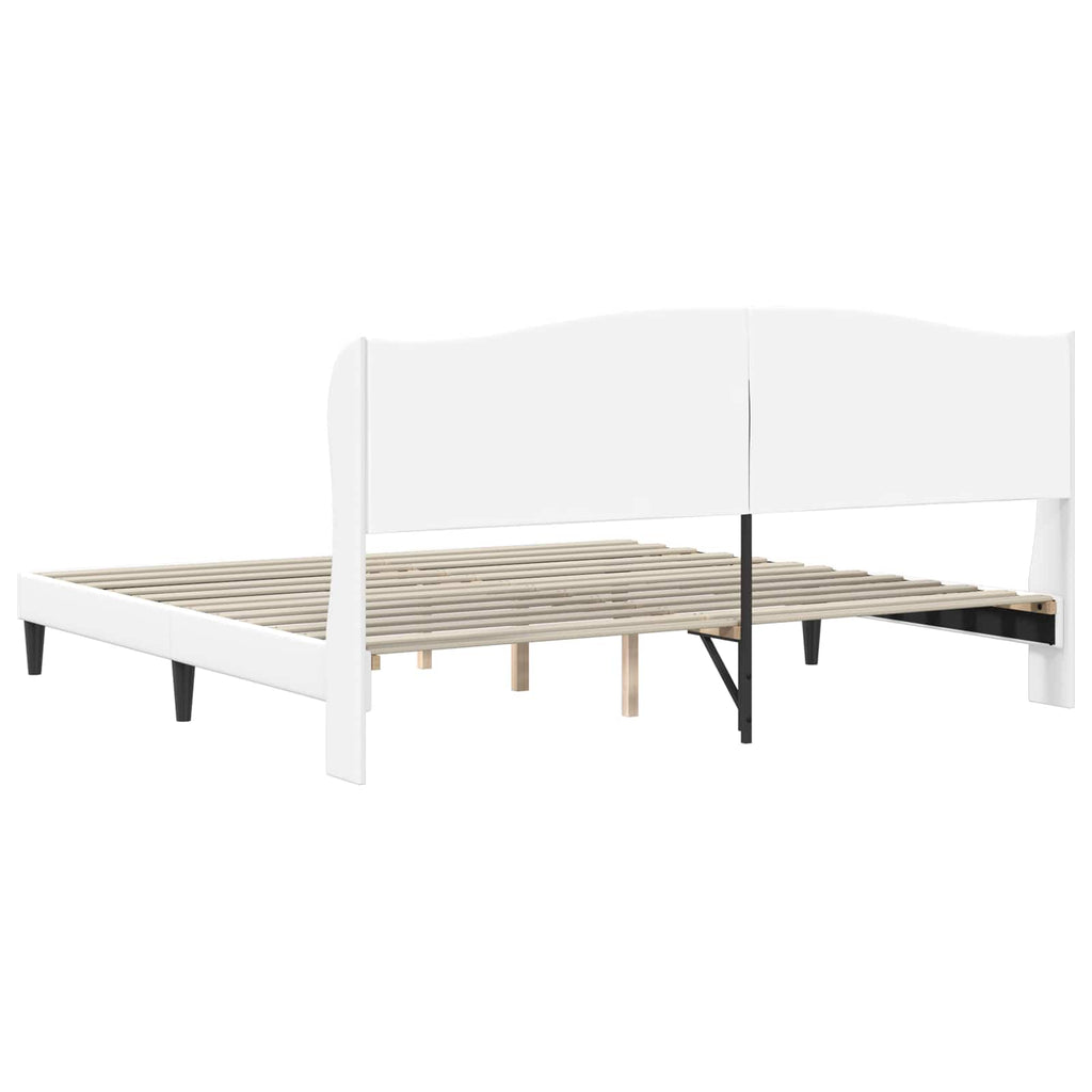 vidaXL Ramka łóżka Z zagłówkiem Biały 200 x 200 cm Ekoskóra