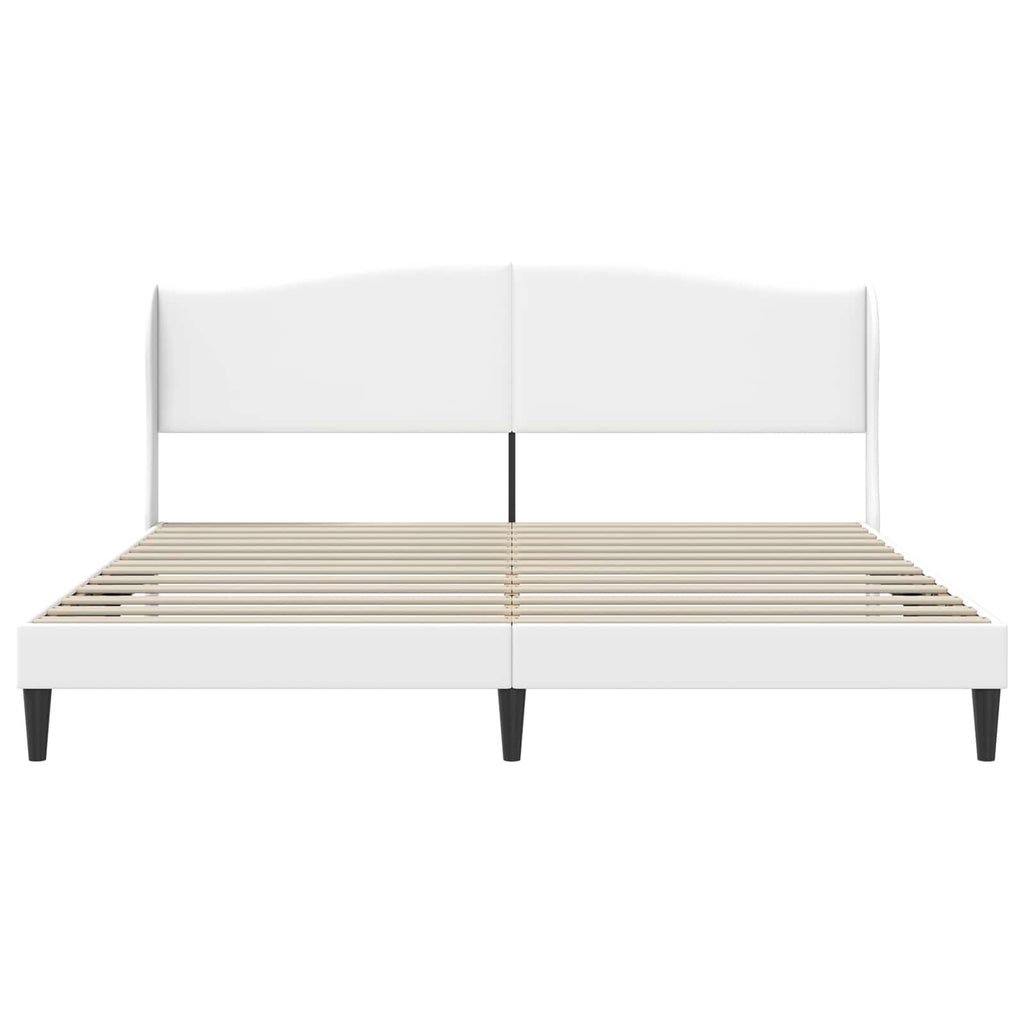 vidaXL Ramka łóżka Z zagłówkiem Biały 200 x 200 cm Ekoskóra