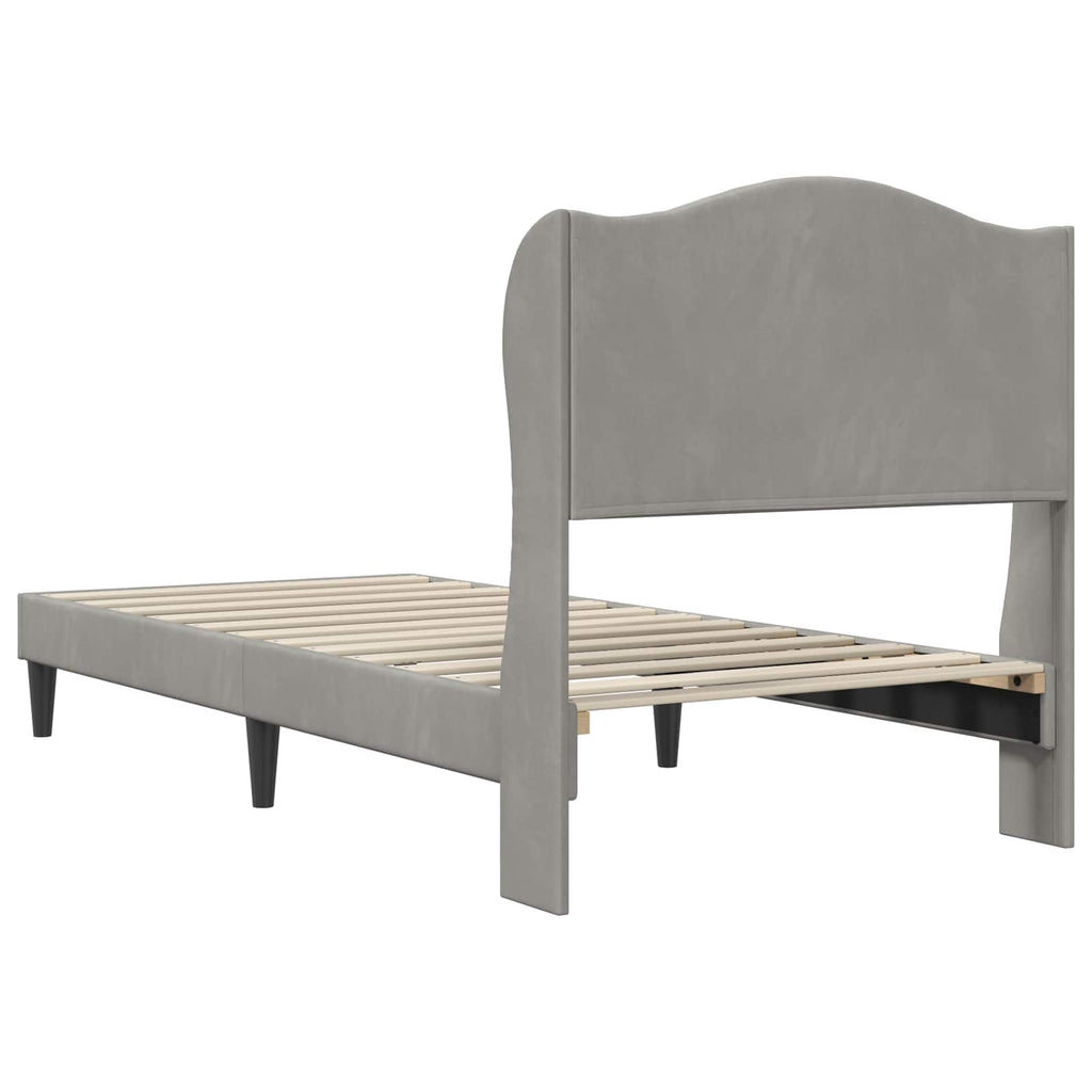 vidaXL Ramka łóżka Z zagłówkiem jasnoszary 90 x 190 cm Welur