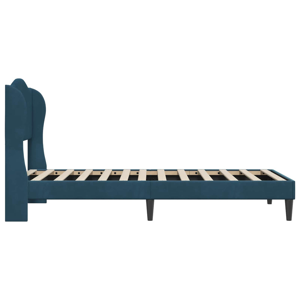 vidaXL Ramka łóżka Z zagłówkiem niebieski 90 x 190 cm Welur