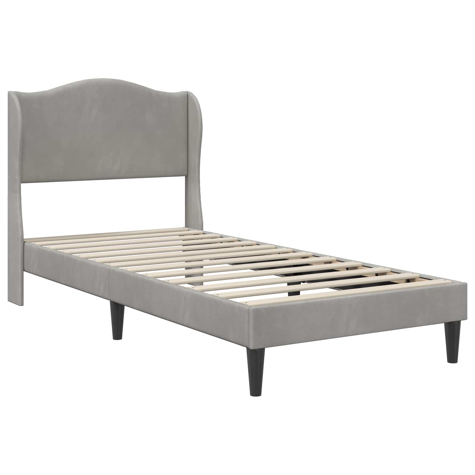 vidaXL Ramka łóżka Z zagłówkiem jasnoszary 90 x 200 cm Welur