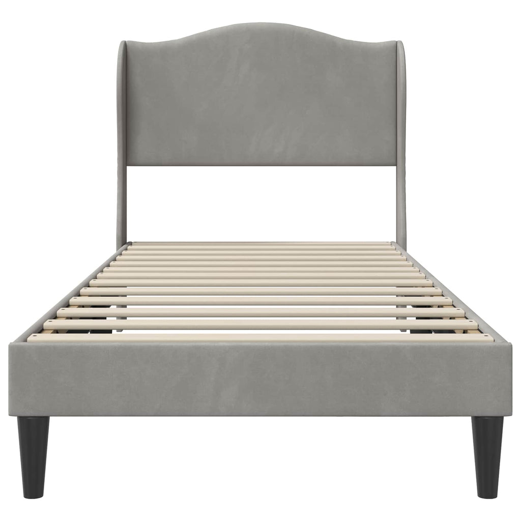 vidaXL Ramka łóżka Z zagłówkiem jasnoszary 90 x 200 cm Welur