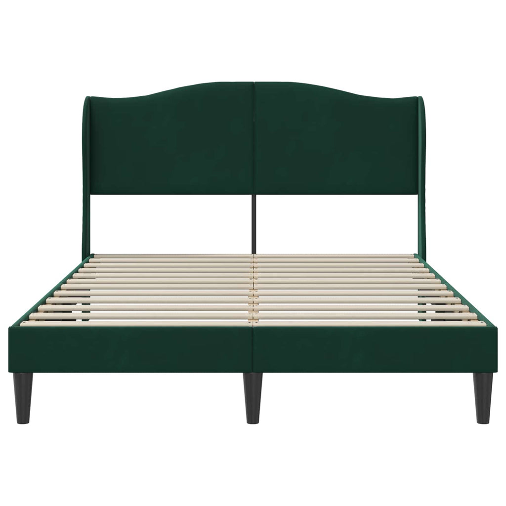 vidaXL Ramka łóżka Z zagłówkiem Ciemnozielony 120 x 190 cm Welur
