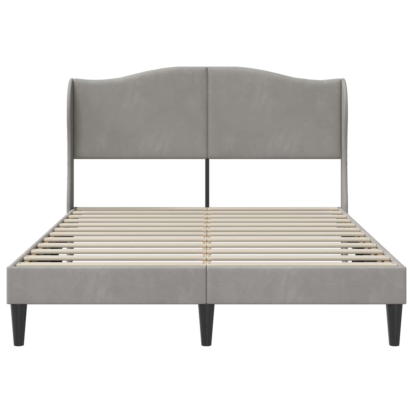 vidaXL Ramka łóżka Z zagłówkiem jasnoszary 140 x 190 cm Welur