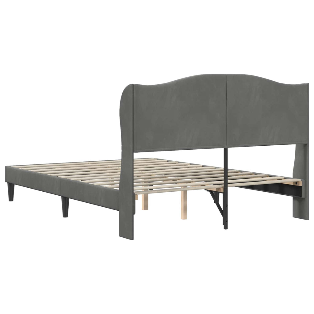 vidaXL Ramka łóżka Z zagłówkiem ciemnoszary 140 x 190 cm Welur