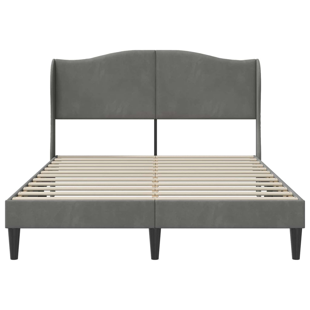 vidaXL Ramka łóżka Z zagłówkiem ciemnoszary 140 x 190 cm Welur