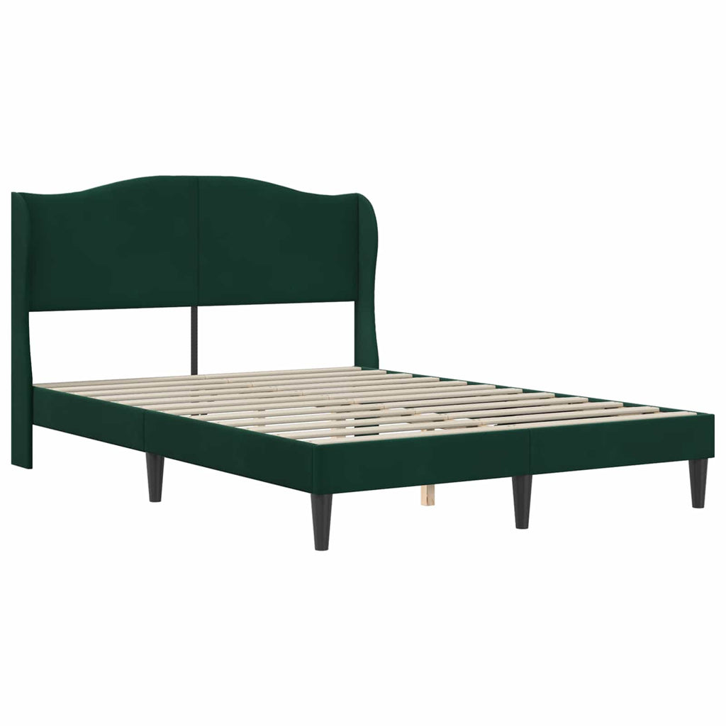 vidaXL Ramka łóżka Z zagłówkiem Ciemnozielony 140 x 190 cm Welur