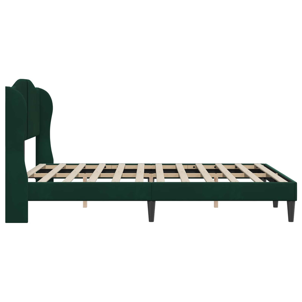 vidaXL Ramka łóżka Z zagłówkiem Ciemnozielony 140 x 190 cm Welur