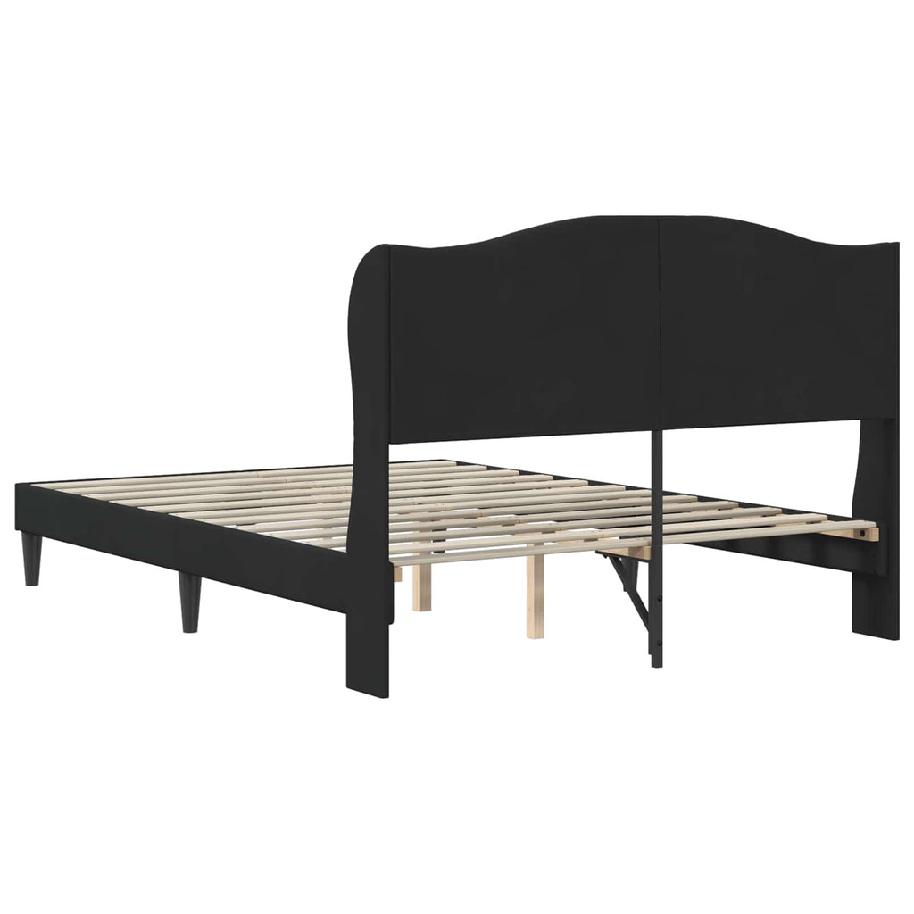 vidaXL Ramka łóżka Z zagłówkiem Czarny 140 x 190 cm Welur
